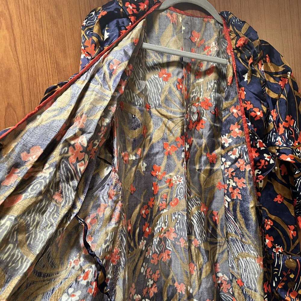 Vintage Wrap Silky Satin Robe Dressing Gown Flora… - image 8